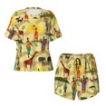 thumbnail image 4 of Picia Ethnic African Pajamas Sets for Women Soft Short-Sleeved Pjs with Lounge Shorts Two Piece Sleepwear-3X-Large, 4 of 9