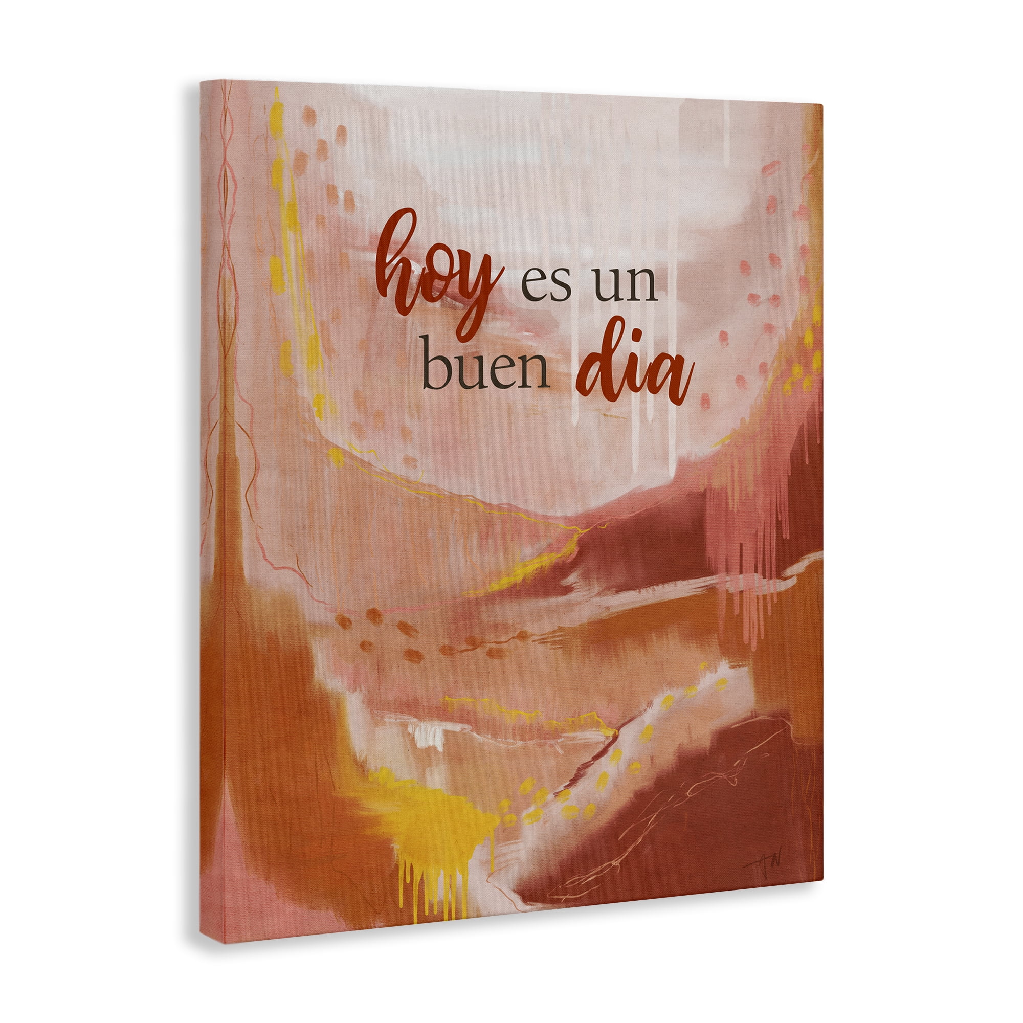 Stupell Industries Hoy es un Buen Dia Rojo Inspirational Quotes & Sayings Painting Wrapped Canvas Art Print Wall Art, 30 x 40