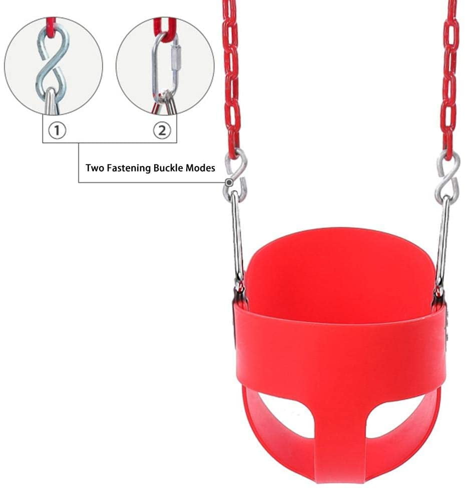 Fully Assembled High Back Full Bucket Toddler Baby Swing Seat with 66 inch Iron Swing Chains and 2 Snap Hooks