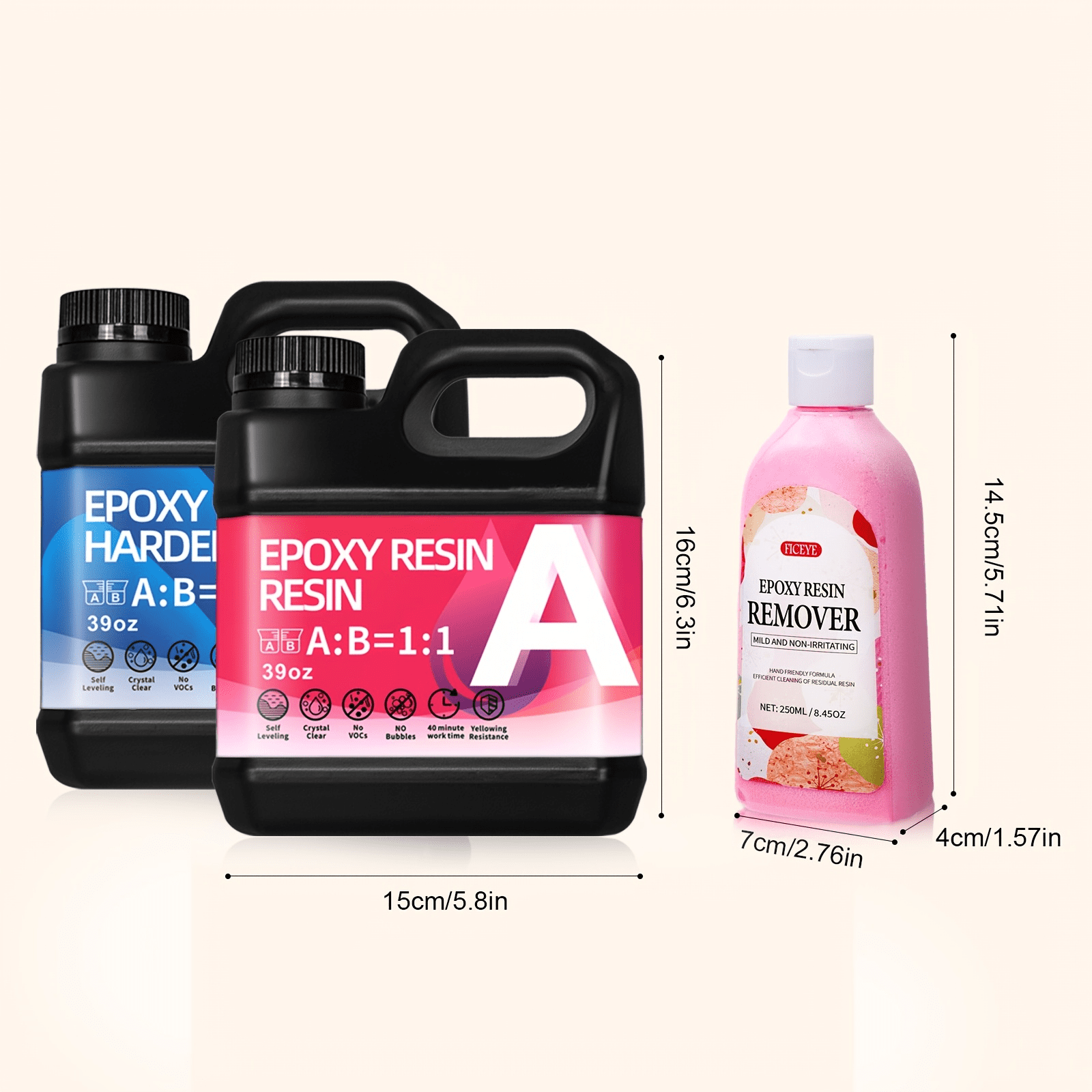 78oz Crystal Clear Epoxy Resin AB Glue Kit With Free 250ml Resin Cleaner, High Gloss Anti-Yellowing Self-Leveling For DIY Craft Jewelry Table Top Casting & Coating