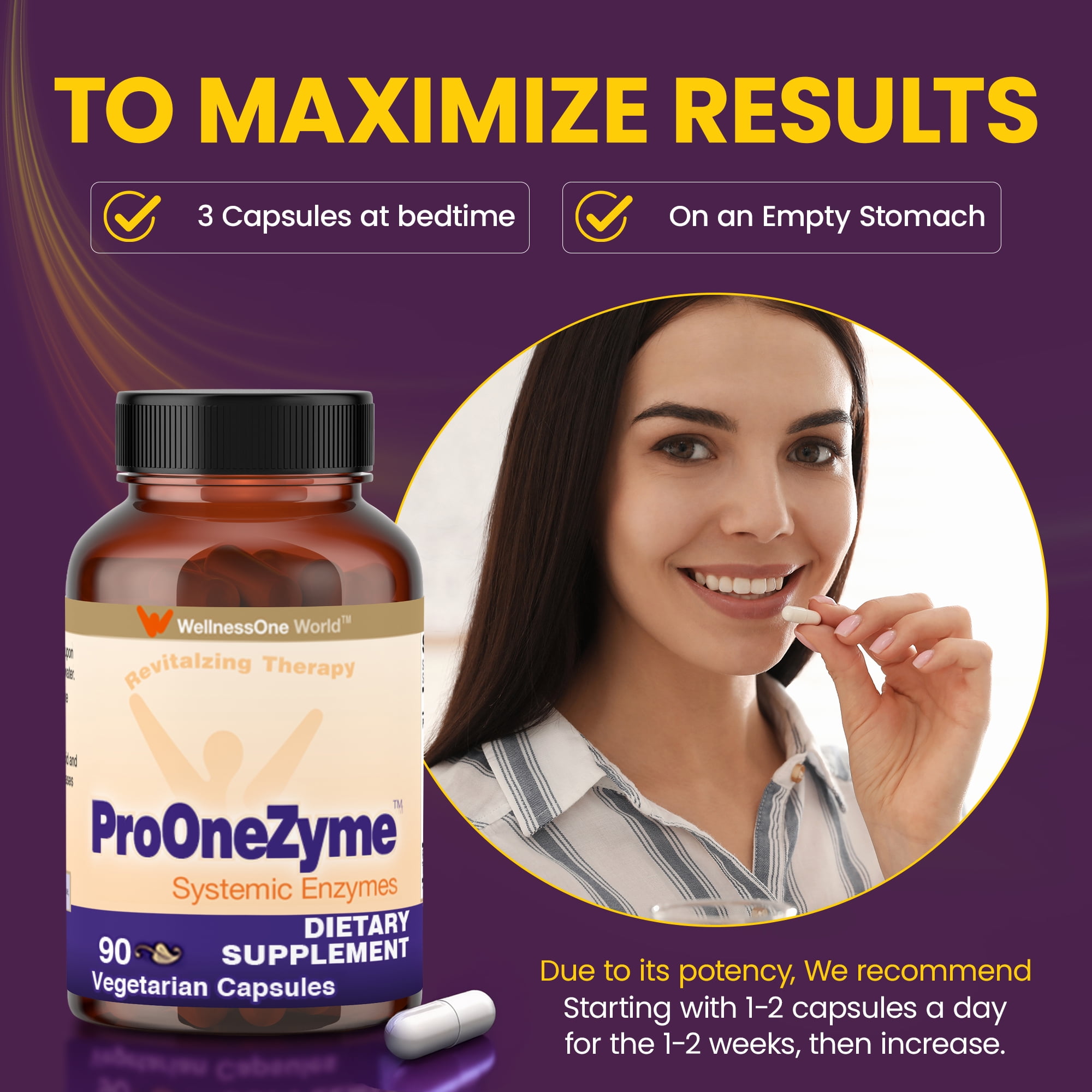 WellnessOne Pro-OneZyme Systemic Enzymes with Nattokinase and Bromelain - Proteolytic Enzymes, 90 Capsules
