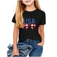 thumbnail image 2 of ITSAME Girls 4th of July T-Shirts Patriotic Crewneck Tops Independence Day USA Graphic Tees Black Size 3-4, 2 of 7