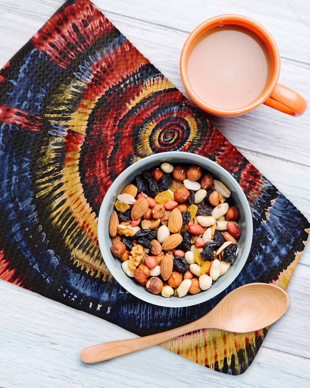 Red Yellow Blue Kitchen Dish Towels for Drying Dishes Set of 4, Ethnic Geometric Art Modern Abstract Waffle Weave Microfiber Terry Hand Tea Bathroom Towels Quick Dry & Absorbent Towel 12x12
