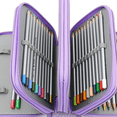 thumbnail image 3 of Lápices de color, estuche para lápices con ranuras, estuche para bolígrafos de 4 capas con 4 cremalleras, estuche grande para arte, caja de almacenamiento multicapa, color morado, 3 of 5