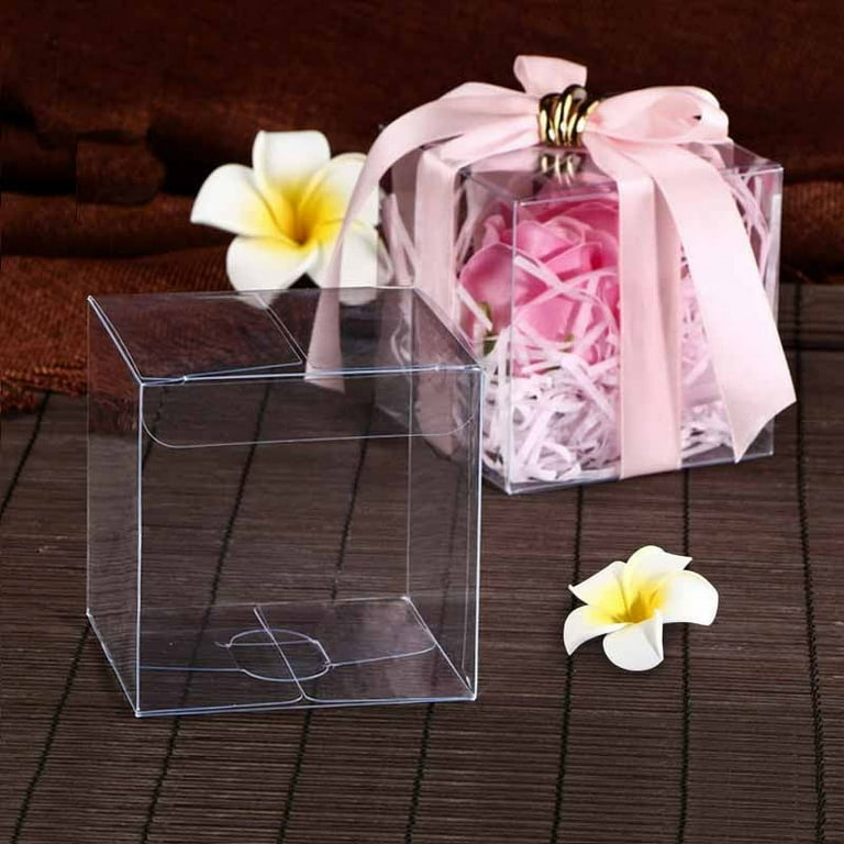 SagaSave 10pcs Square Boxes Clear Gifts Box DIY Wedding Party