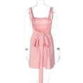thumbnail image 5 of Women'S Summer Corset Mini Dress Square Neck Flowy A Line Cute Graduation Short Dresses Pink S, 5 of 9
