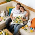 thumbnail image 4 of 2 Pack Easter Pillow Covers 18 x 18 Inch Luxury Soft Bunny Rabbit Pattern Decorative Throw Pillowcases for Happy Easter Spring Holiday Decor Home Party Sofa Couch, 4 of 6