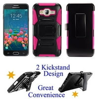 for 5" Samsung Galaxy J5 Prime On5 Case Phone Case Belt Clip Holster 2 Kick Stands Hybrid Armor Shock Bumper Cover Pink