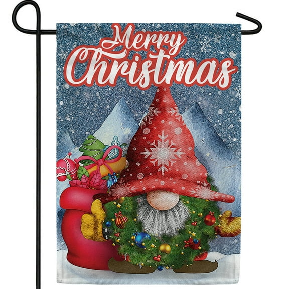 America Forever Santa's Helper Gnome Christmas Garden Flag, 12.5 x 18 inch Double Sided, Holiday Gnome Banner, Merry Christmas Seasonal Outdoor Decor, Winter Yard Decorations, Festive Present Bag