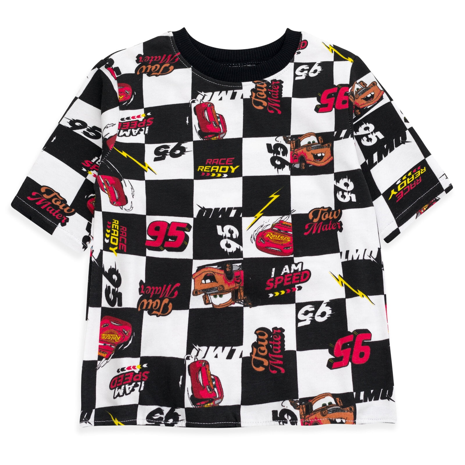 Disney Cars Little Boys' 2-Piece T-Shirt and Shorts Set Checkerboard McQueen