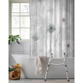 thumbnail image 2 of Split Shower Curtain for Transfer Bench, White Green Dandelion Fabric Shower Curtains for Bathroom, Grey Floral Leaves Tub Sliding Transfer Bench Waterproof Bath Curtains 72"x72", 2 of 9