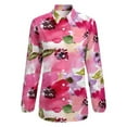 thumbnail image 4 of Watercolor Flowers Pink Fuchsia Long Sleeve Blouse Woman Streetwear Casual Shirts Summer Oversize Woman Streetwear Clothing Birthday Present, 4 of 7