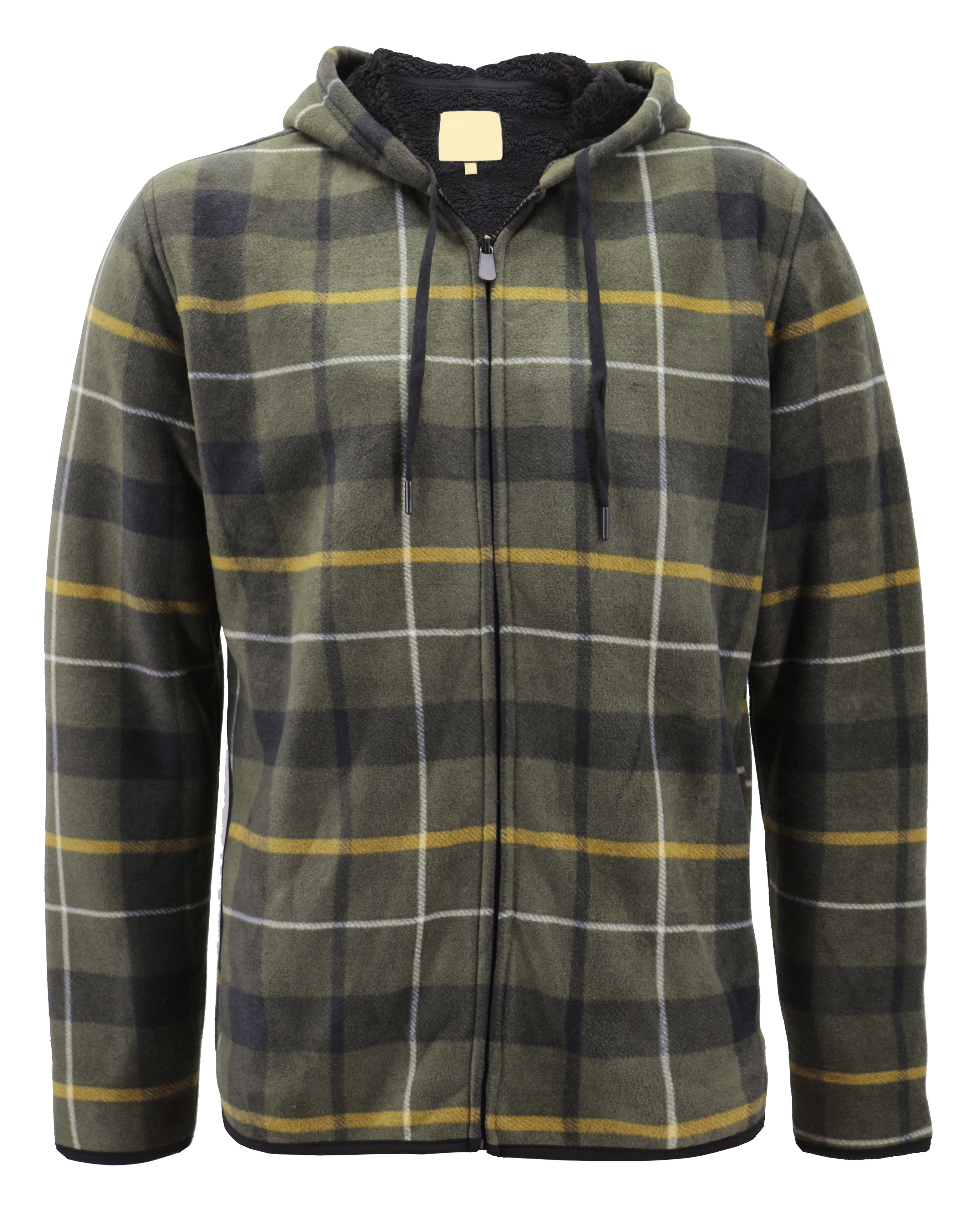 Raw Flannel - Men’s Fleece Zip Up Hooded Sweatshirt Plaid Soft Sherpa