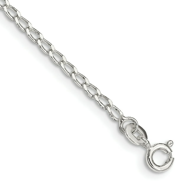 925 Sterling Silver 2mm Link Chain Anklet Elongated
