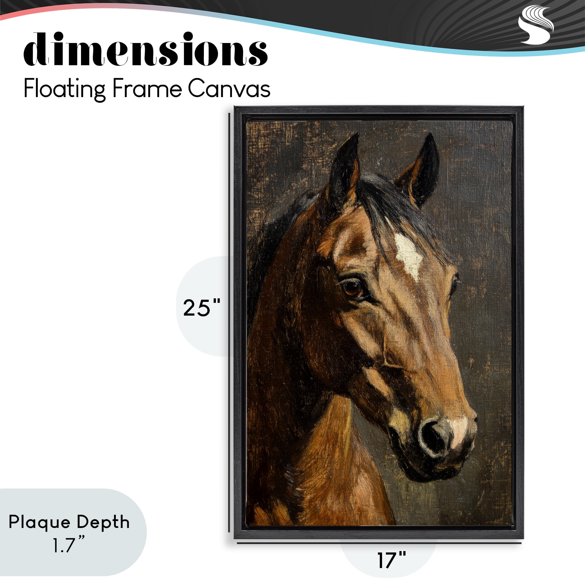 Stupell Industries Horse Portrait Study Black Framed Floater Canvas Wall Art, design by Petal Prints Design