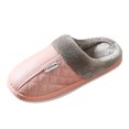 thumbnail image 4 of Memory Foam Scuff Slippers for Women Plush Warm Fashion Stitching Leather Waterproof Indoor Winter Home Shoes Non Slip Slip on Slides Pink 10, 4 of 5