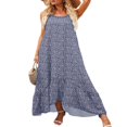 thumbnail image 3 of CNKOO Robe Maxi à Fleurs à Col en V pour Femmes, Boho Imprimée, à Bretelles Spaghetti, Ethnique, de Plage, Longue, Noire, TG, 3 of 6