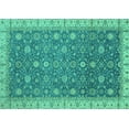 thumbnail image 1 of Ahgly Company Machine Washable Indoor Rectangle Oriental Turquoise Blue Traditional Area Rugs, 8' x 10', 1 of 4