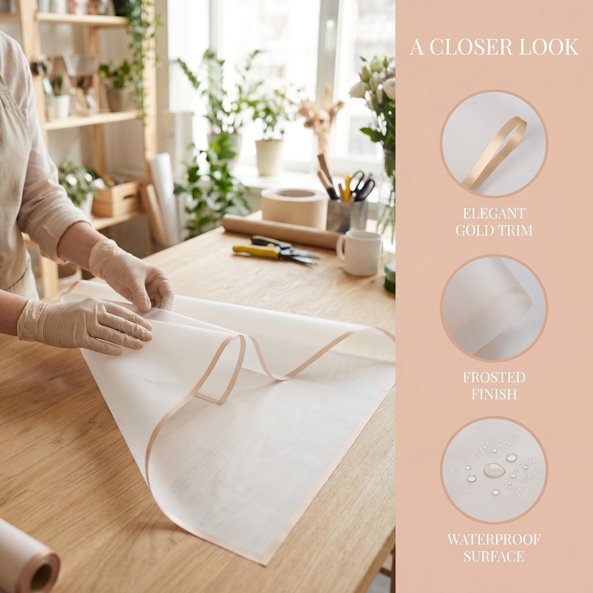 Unique Bargains 20Pcs Waterproof Matte Gift Wrapping Paper Sheets Apricot White 22" x 22"