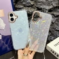 thumbnail image 6 of Allytechgroup for iPhone 16 Pro Case for Women, Glitter Shell Pattern Clear Shockproof Slim Protective Cover, Iridescent Sparkle Design, Soft TPU Back Case for iPhone 16 Pro, Blue, 6 of 8