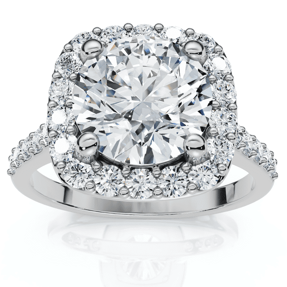 Pompeii Certified 2Ct Cushion Halo Diamond Engagement Ring Accent White Gold Lab Grown