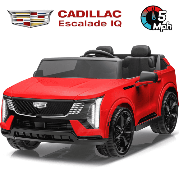 Cadillac Escalade IQ 24V Kids Ride on Car,Wisairt 2 Seater Battery Powered Electric Vehicle w/ Remote Control(Red)