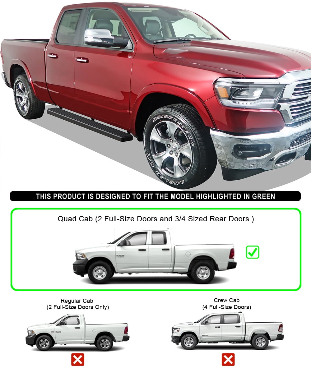 APS Running Boards 5 inches Matte Black Compatible with Ram 1500 2019-2026 Quad Cab for New Body Style Only (Exclude 19-24 Ram 1500 Classic) Stainless Steel (Nerf Bars Side Steps Side Bars)