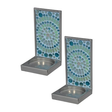 Springdale 6"H Sea Bubbles 2-Piece Mosaic Candle Holder Set (Candles Not Included)