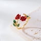thumbnail image 2 of Anillo de rosas Anillo ajustable abierto de rosas con goteo de aceite Accesorios para mujer Chica para regalar, 2 of 2