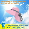 thumbnail image 3 of Sun Blocker Women's Sun Hat Wide Brim Flap Cap with Floral Ribbon for Beach Gardening Hiking Fishing Safari UPF 50+ Pink, 3 of 7