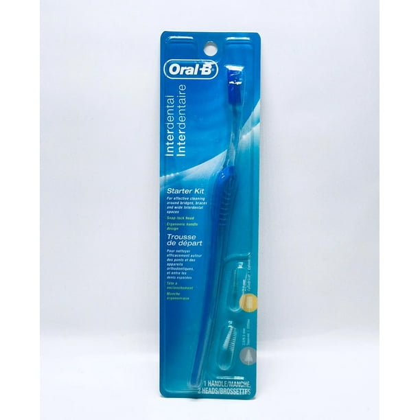 OralB Interdental Toothbrush Starter Kit 3 Snap, Lock Heads 1 Handle