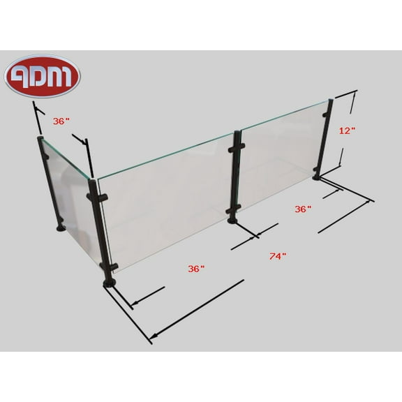 Sneeze Guard | ADM Sneezeguards | EP-5 | 2B-H12-F36-LP BLK