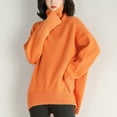 thumbnail image 2 of IROINNID Womens Sweater Turtleneck Pullover Sweater Solid Color Comfy Mid-Length Long Sleeve Sweater Knitted Sweater Tops, 2 of 6