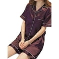thumbnail image 3 of Gvmfive Womens Satin Silk Pajamas Set Short Sleeve Sleepwear Loungewear Set, 3 of 3