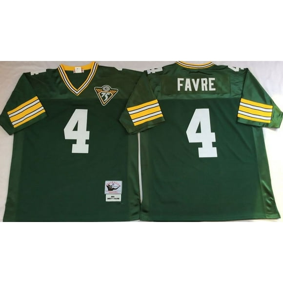 Mens Green Bay Packers Favre #4 Vintage Football Jersey Green