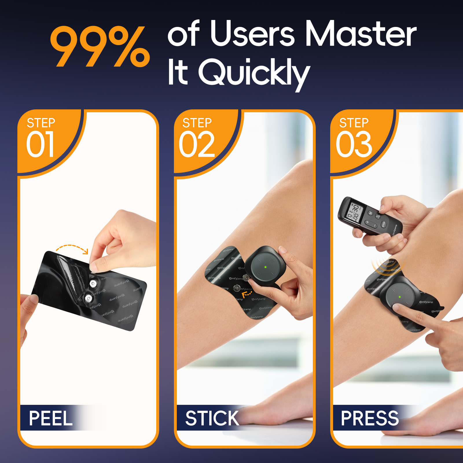 Comfytemp Rechargeable TENS Unit Muscle Stimulator, Electrode Wireless Massager for Back, Neck & Leg Pain