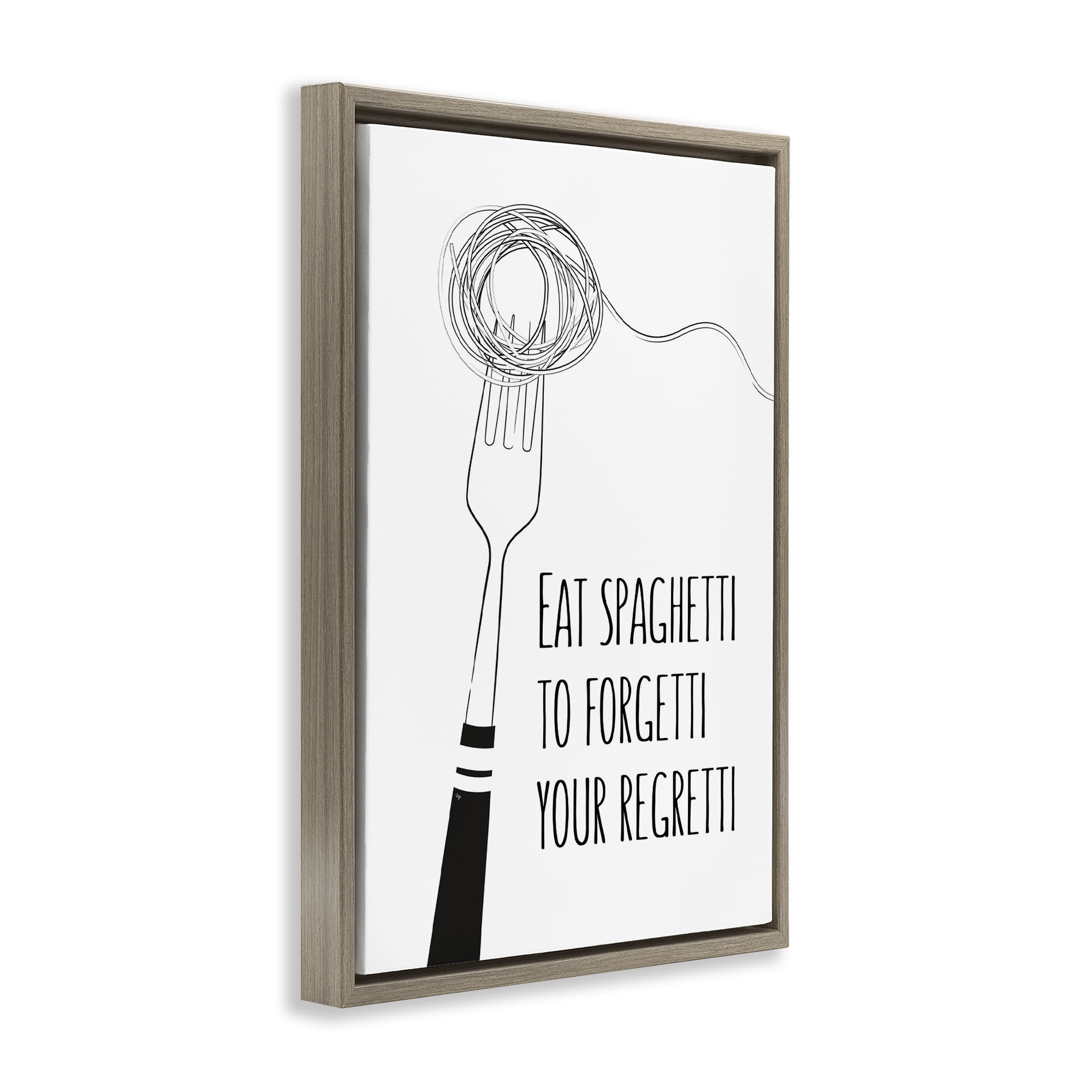Stupell Industries Funny Spaghetti Sass Brown Framed Floater Canvas Wall Art, design by Martina Pavlova