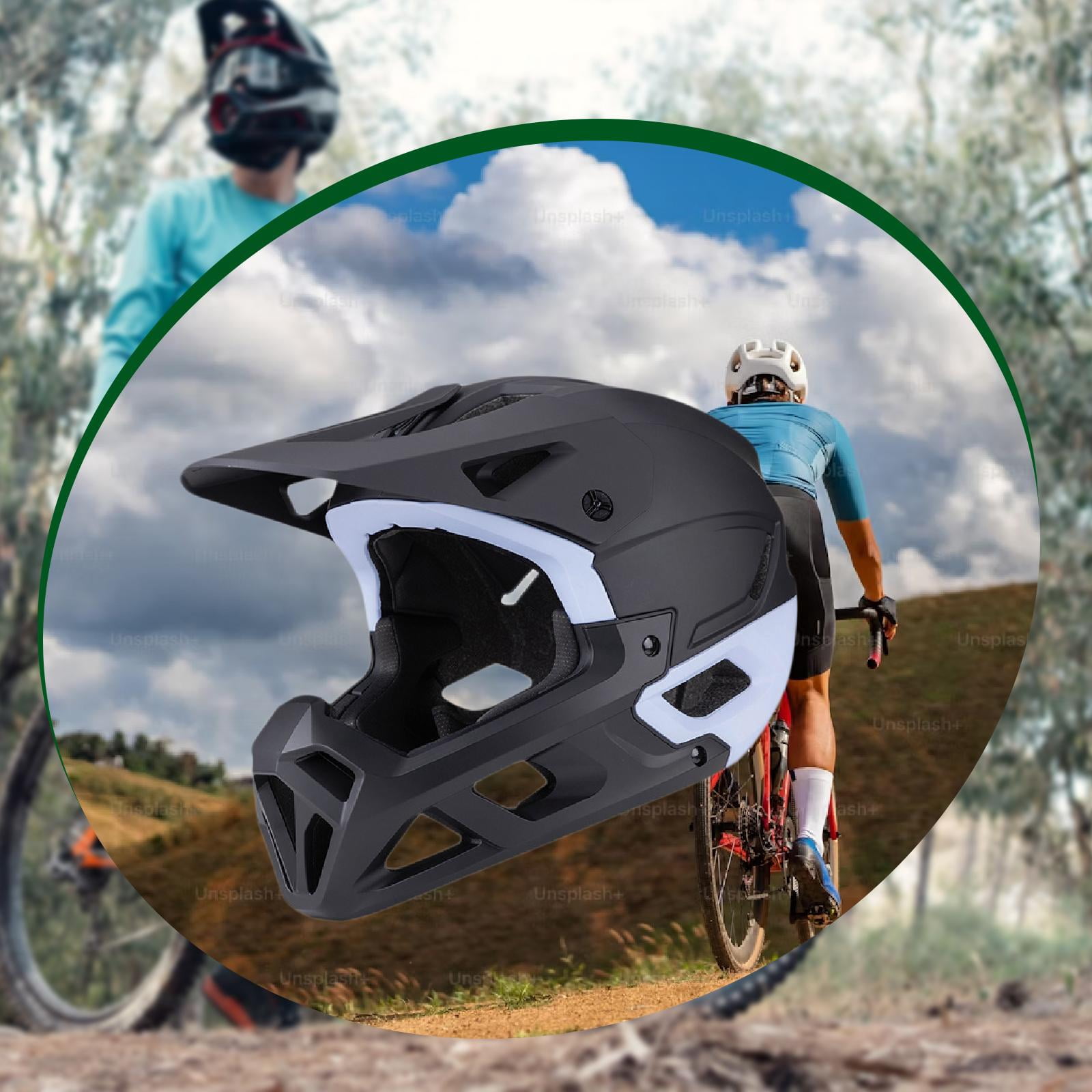QccHieUs Full Face Bike Helmet Adjustable Lightweight Comfortable Bicycle Helmet for BMX Black Blue