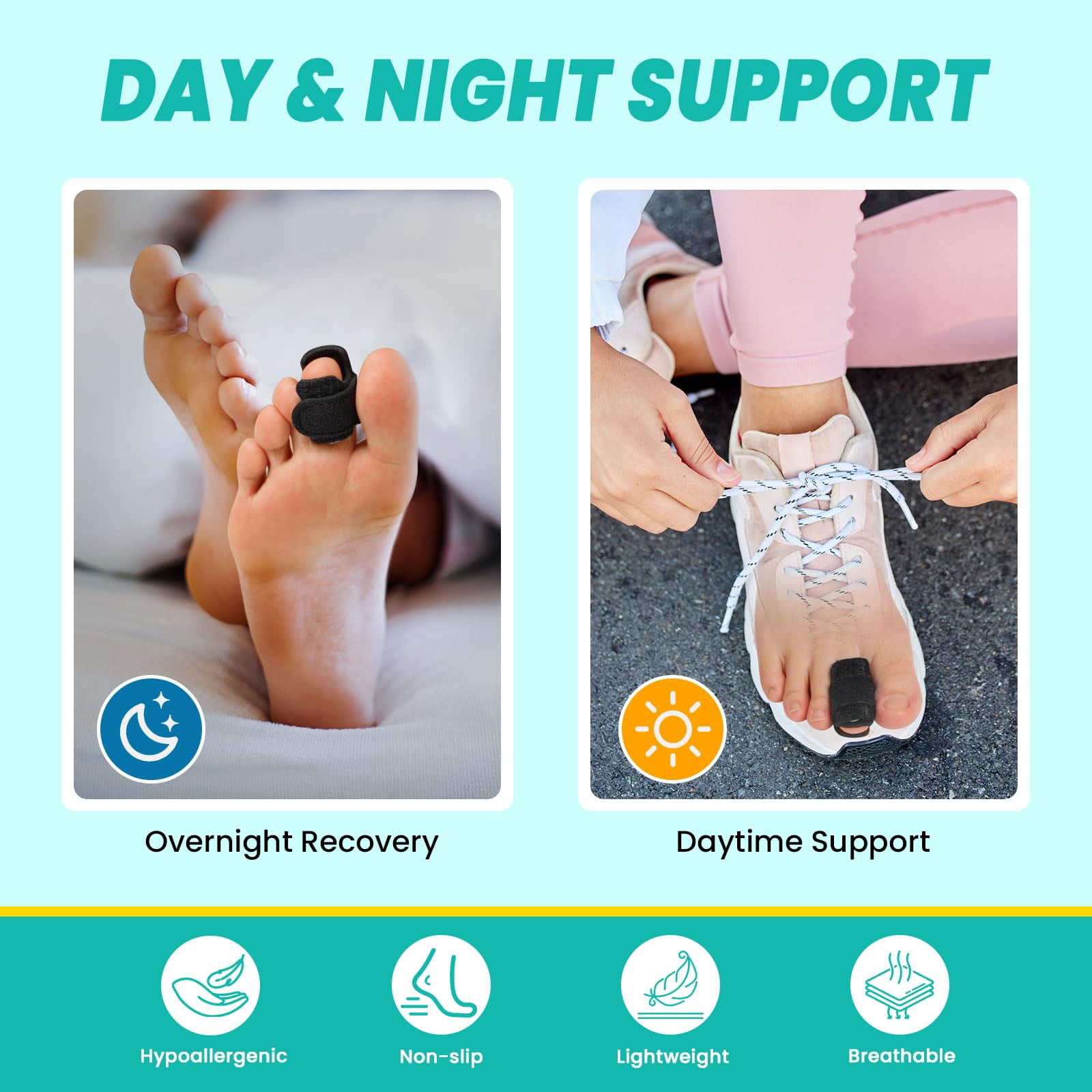 Hyggear Hammer Toe Corrector,2 Pack Hammer Toe Straightener,Adjustable Toe Splints With Aluminum Plate Relief For Curled Bent Broken Toe,Hygear Hammer Toe Straightener,Support For Walking, Standing