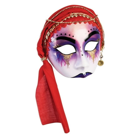 Halloween Fortune Teller - Half Mask - With Red Scarf