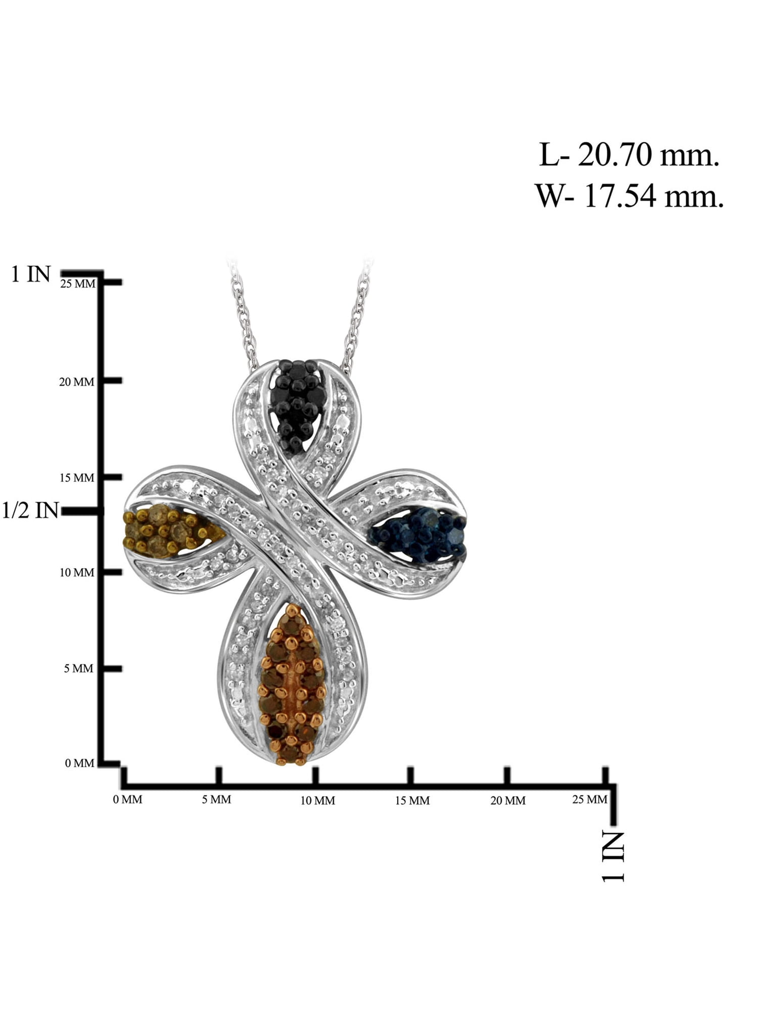 JewelersClub Sterling Silver 0.25 Carat Diamond Cross Pendant Necklace for Women Multi Color Diamonds + 18” Rope Chain Included JewelersClub Sterling Silver
