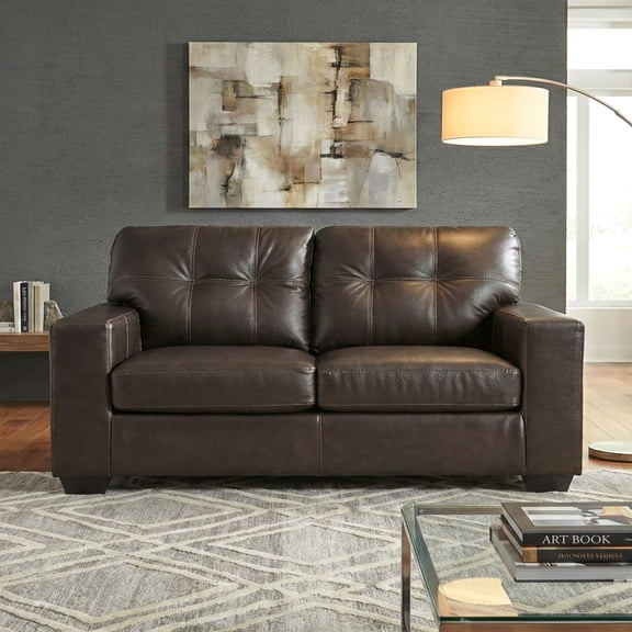 Roundhill Furniture Holmes Leather Upholstered Loveseat, Dark Brown