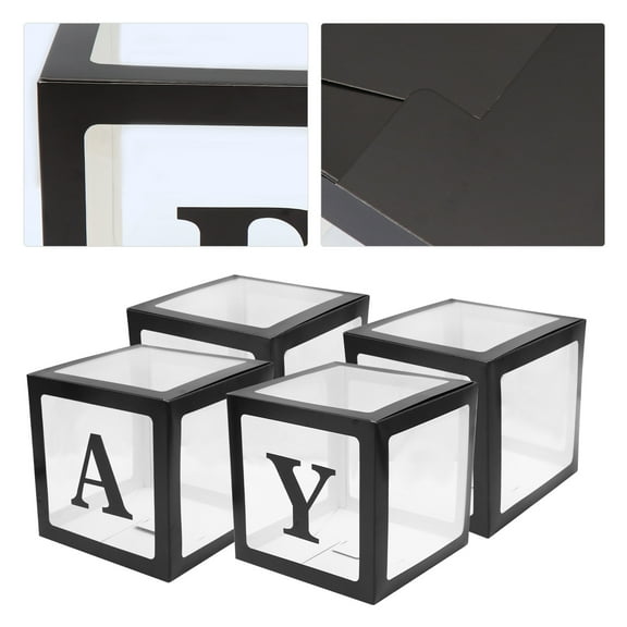 Masteelf  4 Pcs Balloon Box Party Decoration Balloons Baby Bride Black