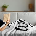 thumbnail image 3 of Hello World Soft Flannel Fleece Blanket, Monotone Calligraphy Hand Written Words and Branch on a Plain Backdrop, Cozy Plush for Indoor and Outdoor Use, 60" x 80", Charcoal Grey White, by Ambesonne, 3 of 5