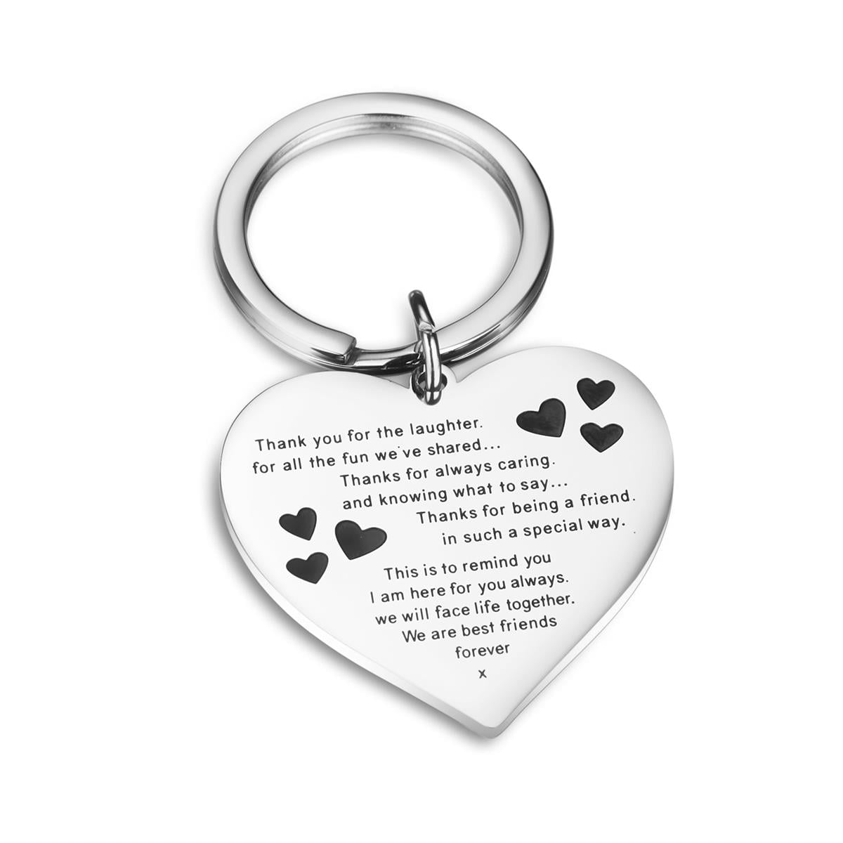 Love Heart Silver Best Friends Sister Keychain Women Keyring Friendship Key Ring 