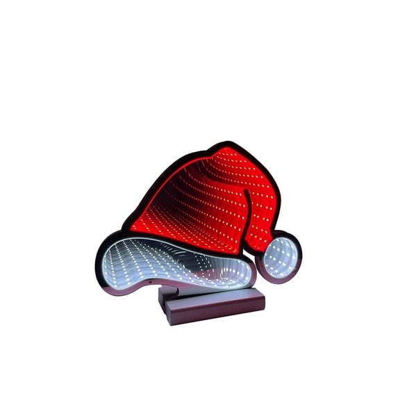 Universal Statues LED Lighted 3D Santa Hat Christmas Infinity Mirror - 11"