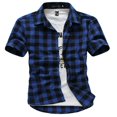 thumbnail image 1 of PENGXIANG Hommes d'Été Bouton Bas Fit Manches Courtes Coton Chemises Décontractées à Poitrine Unique Tops, 1 of 6