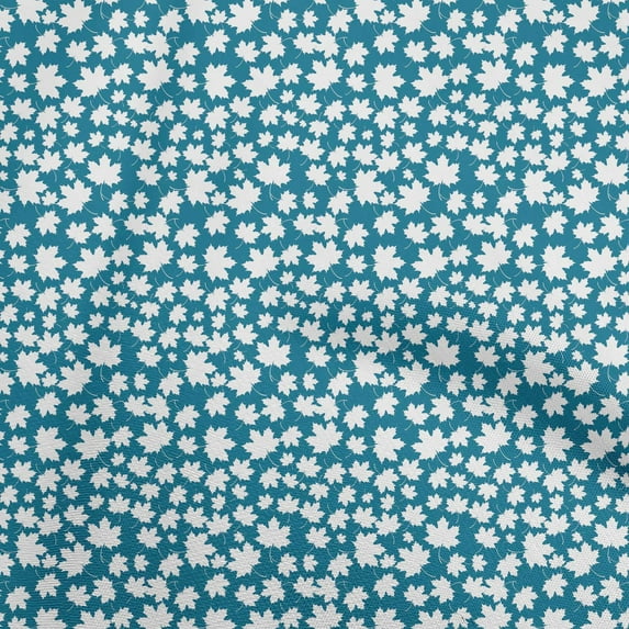 oneOone Cotton Cambric Turquoise Blue Fabric Asian Leaf Chinar Sewing Fabric By The Yard Printed Diy Clothing Sewing Supplies 42 Inch Wide