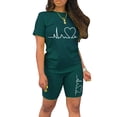 thumbnail image 2 of Innerwin Ensemble de Jogging à Manches Courtes pour Femmes Tenue de Course Taille Élastique Confortable Vert Foncé m, 2 of 4