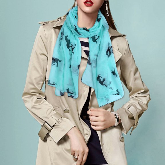 WHAMVOX  Running Horse Scarf Chiffon Scarves for Women Shawl Wraps Women's Miss Blue